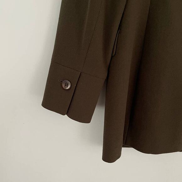 Vintage Carlisle Longline Full Hidden Button Green Wool Jacket Women's Size 10 - Picture 5 of 6